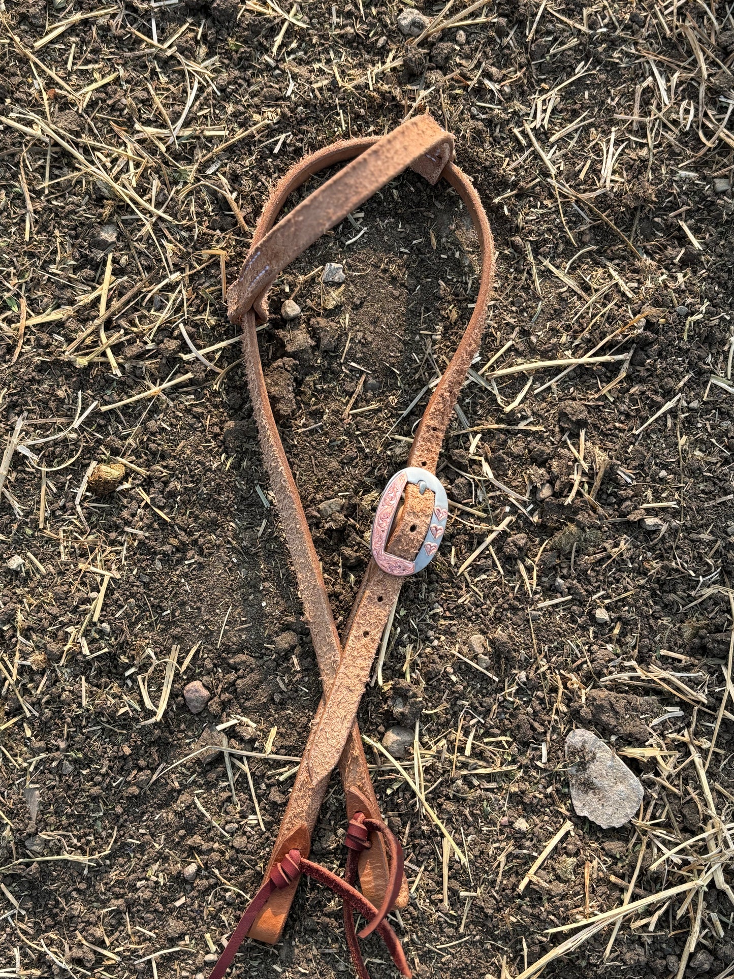 Roughout Headstall with Hand Engraved Heart Buckle