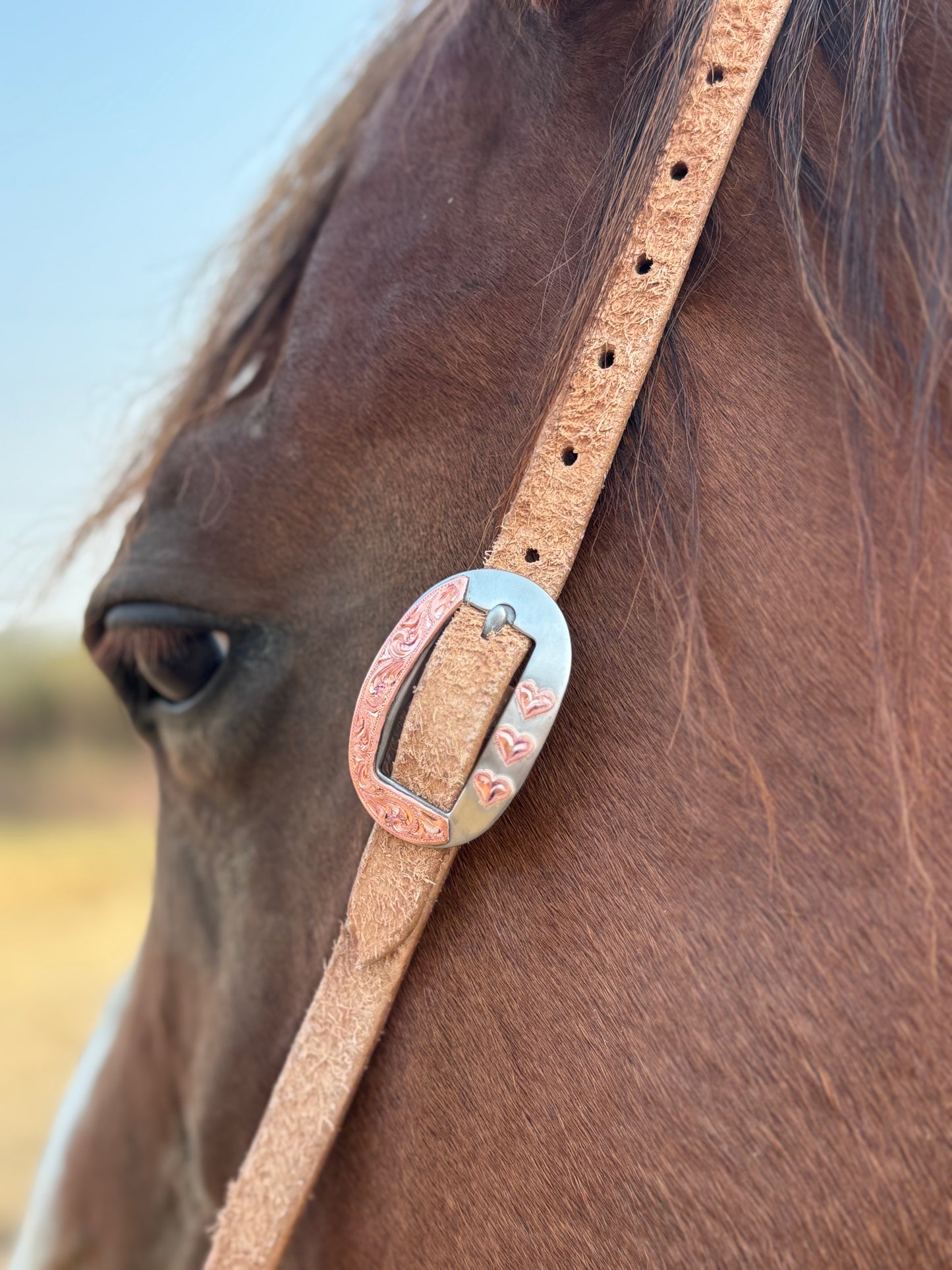 Roughout Headstall with Hand Engraved Heart Buckle