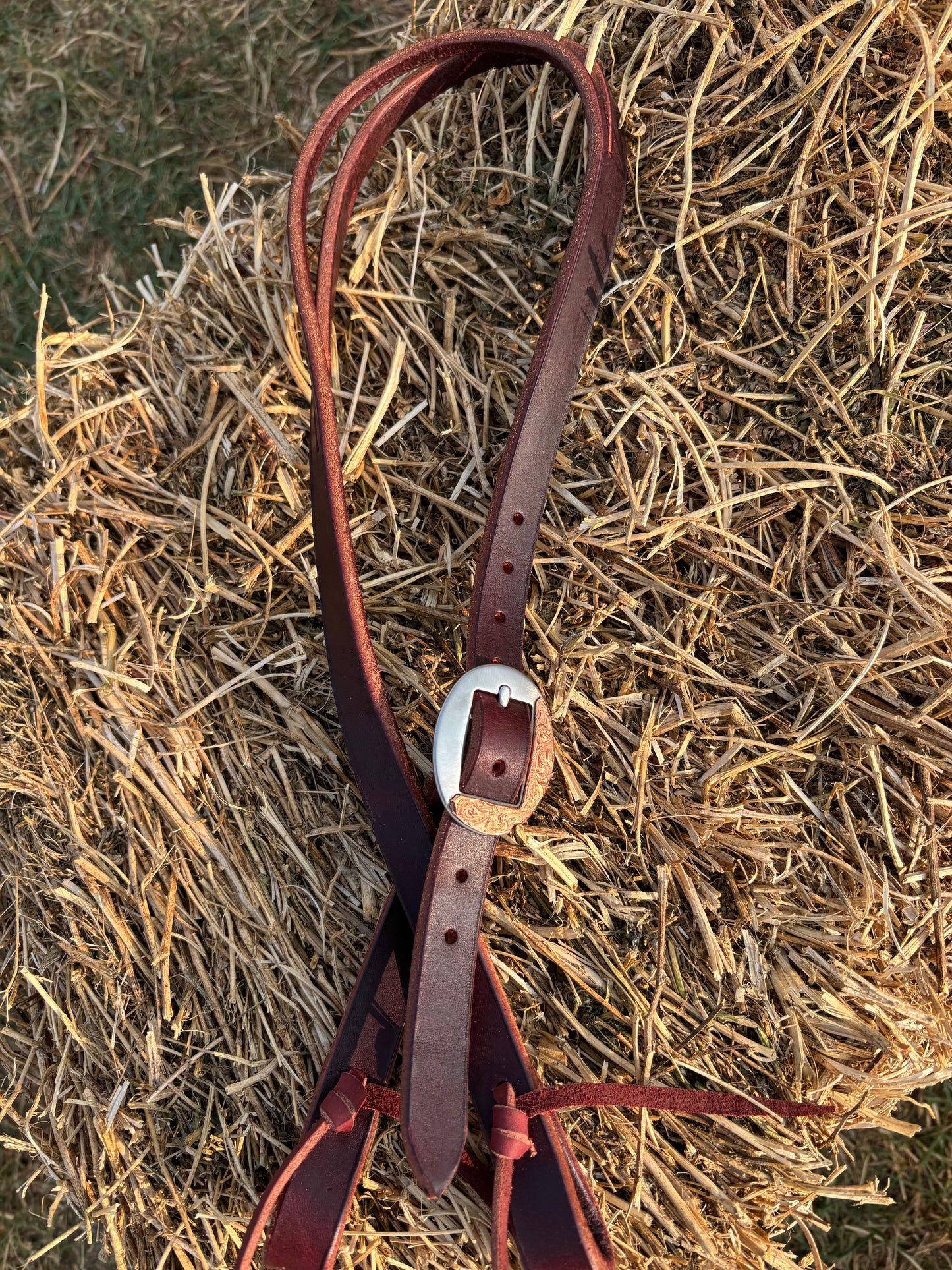 Latigo Headstall with Hand Engraved Buckle