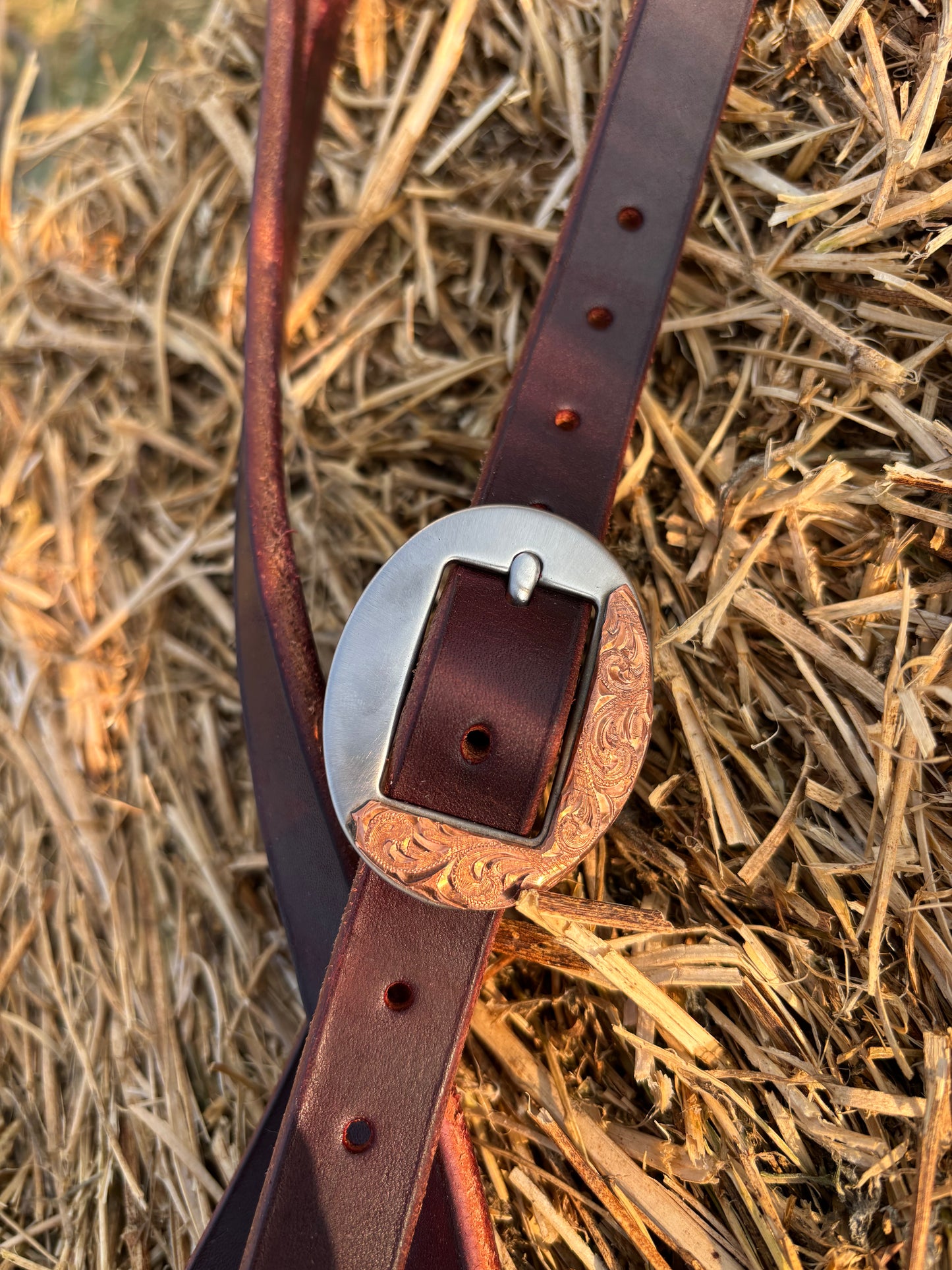 Latigo Headstall with Hand Engraved Buckle