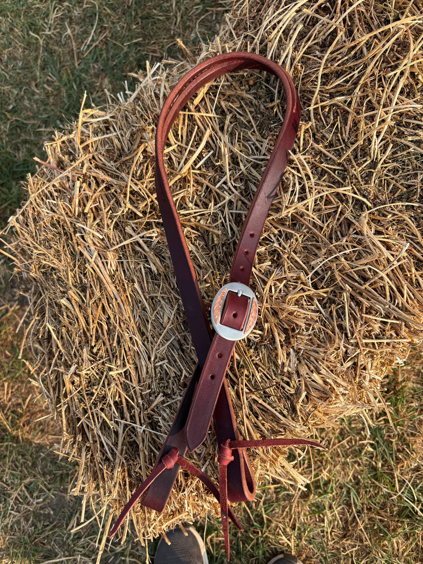 Latigo Headstall with Hand Engraved Buckle 2