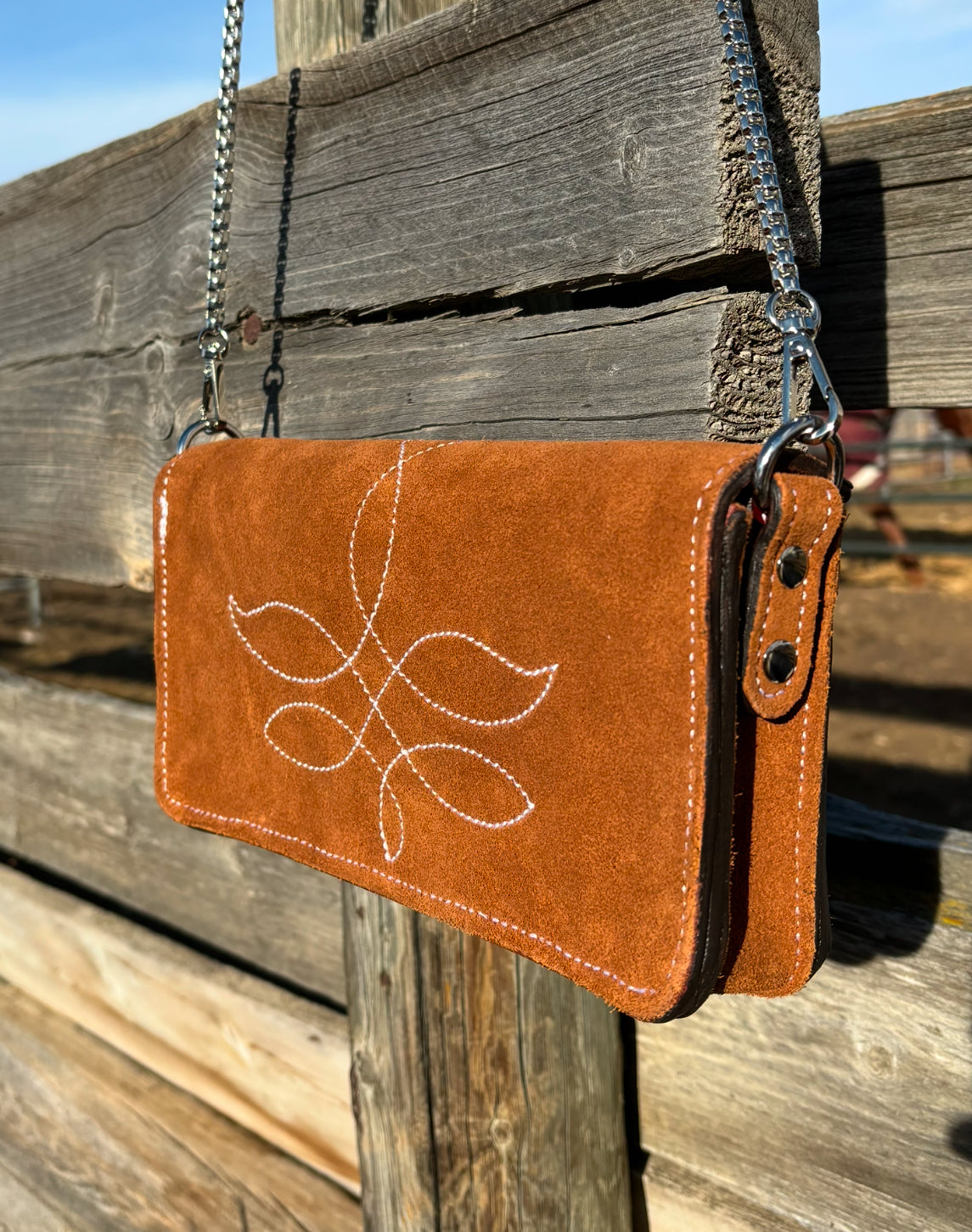 Caramel Suede Bootstich Bag