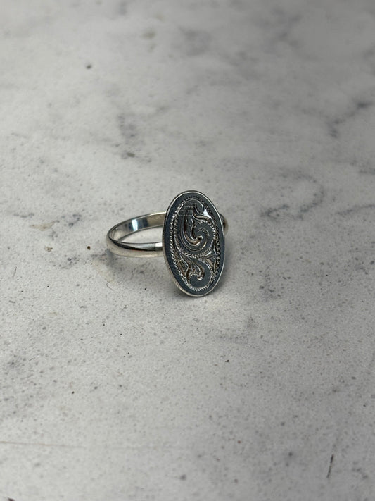 Engraved Oval Ring
