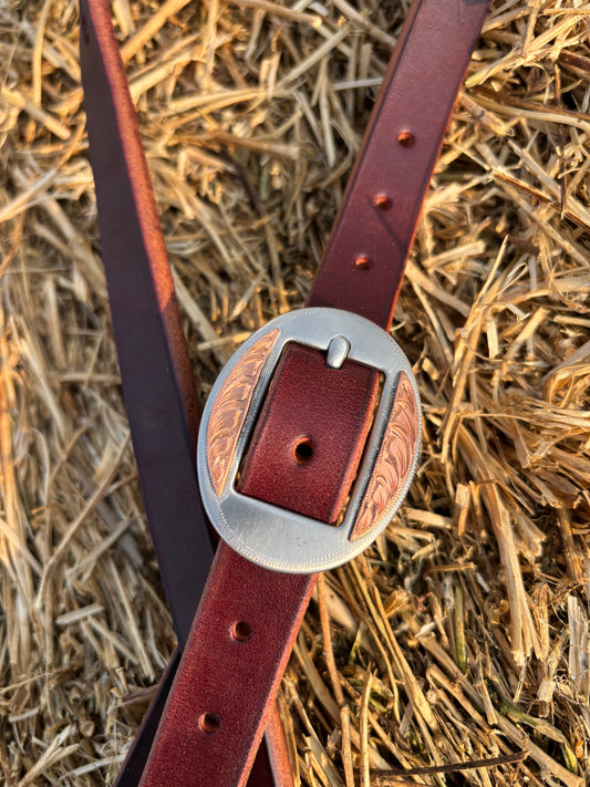Latigo Headstall with Hand Engraved Buckle 2