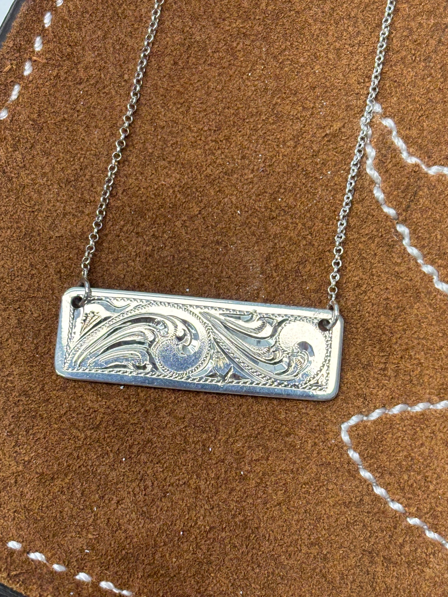 Engraved Sterling Silver Bar Necklaces