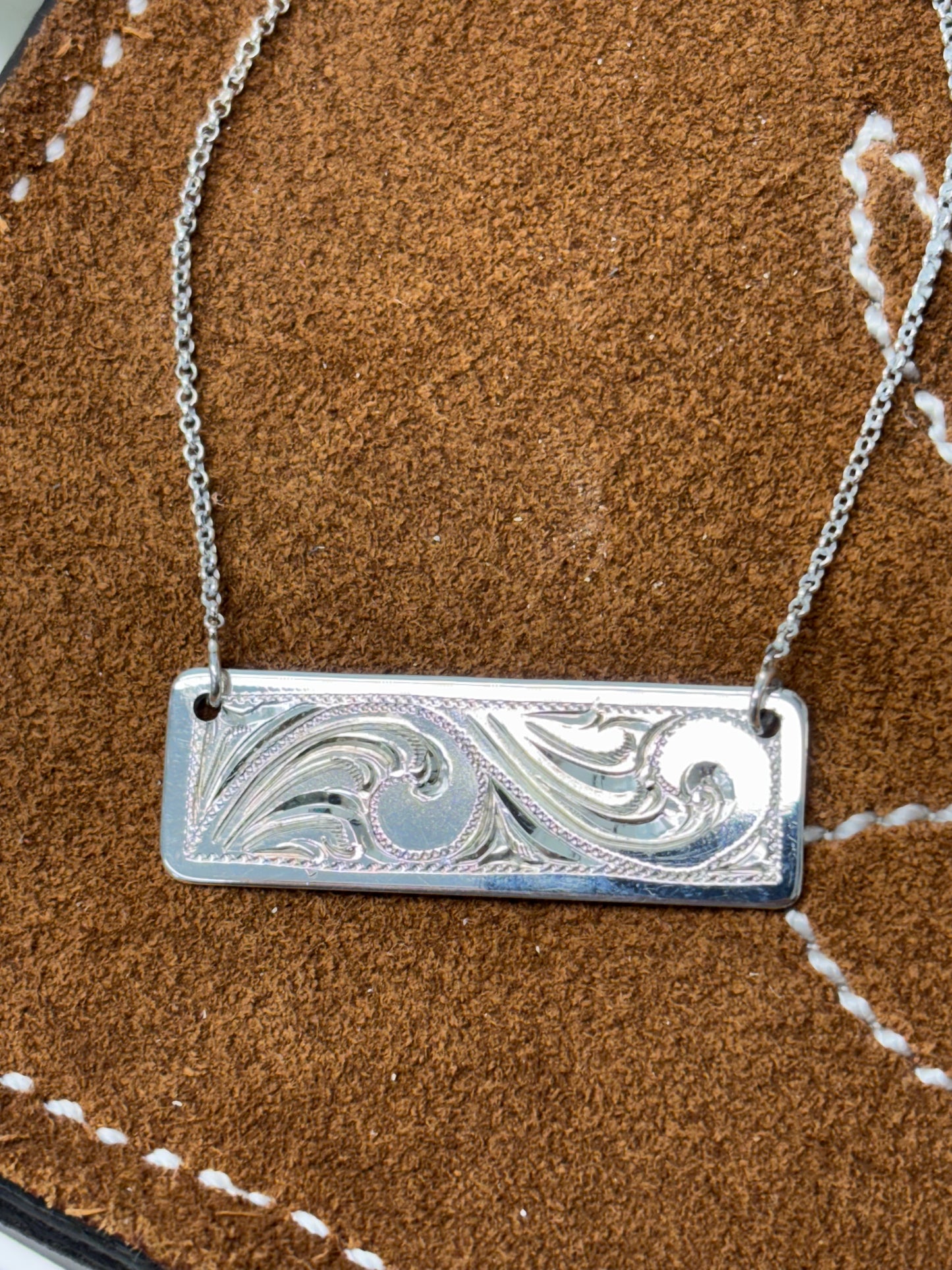 Engraved Sterling Silver Bar Necklaces