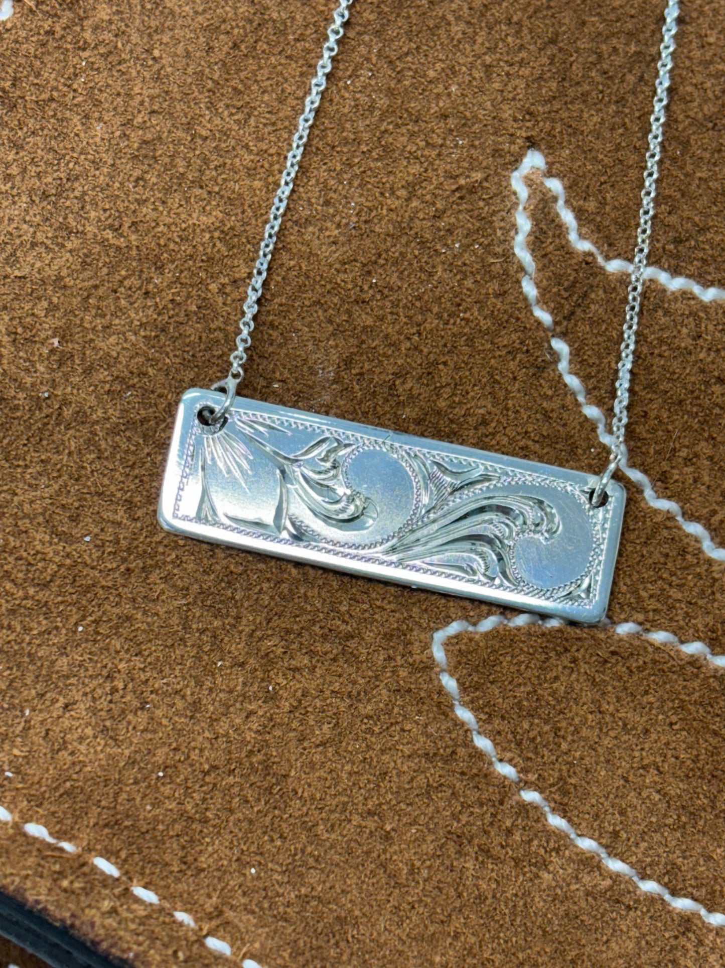 Engraved Sterling Silver Bar Necklaces