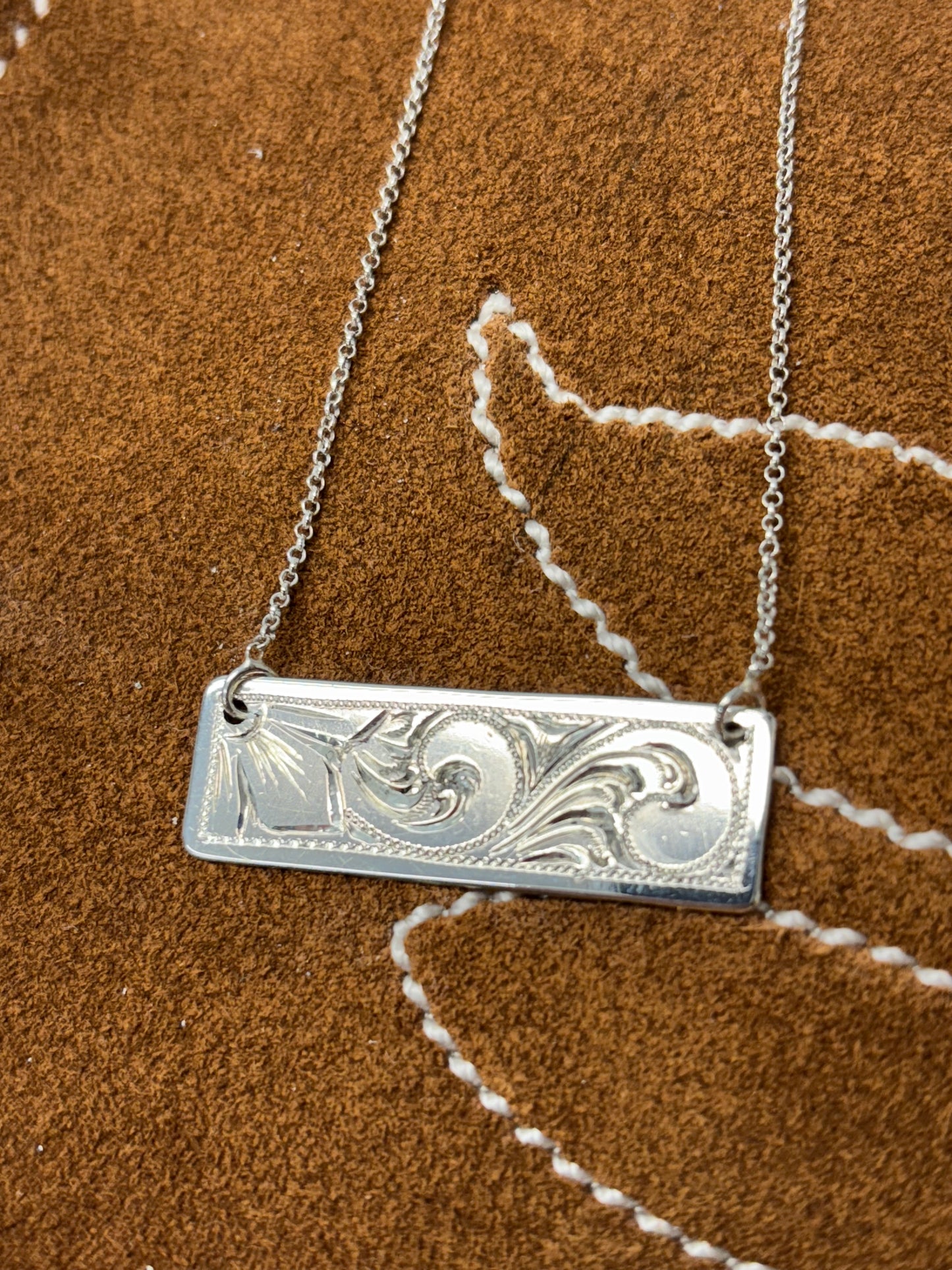 Engraved Sterling Silver Bar Necklaces